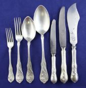 An early 20th century Austro-Hungarian Art Nouveau suite of 800 standard silver cutlery for