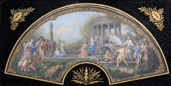 18th century Italian Schoolgouache,a set of three fan panels: `Alexander Entering Babylon`, after