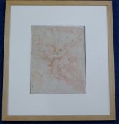 Old Mastersanguine chalk,Study of an angel supporting the cross, grid lined, 12 x 9.25in. and a