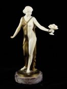Ferdinand Preiss (1882-1943). An Art Deco gilt bronze and ivory figure `Pomona`, modelled as a