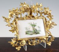 A Meissen porcelain plaque, in a Florentine gilt frame, late 19th century, the rectangular plaque