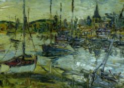 George Hann (20th C.)oil on card,Bosham Harbour, Sussex,signed,13 x 18in. Starting Price: £160