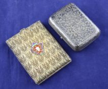 A late 19th century Russian 84 zolotnik silver and niello cigarette case, with foliate scroll