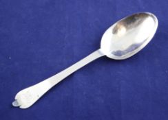 A 17th century silver trefid spoon, with contemporary initials and later engraved monogram, makers