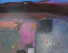 § Barbara Rae (1943-)mixed media on board,`Farm, Koo Valley`, 1997,signed, Provenance: Art First