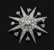 An Edwardian gold, silver and diamond encrusted star brooch, 1.5in. Starting Price: £640