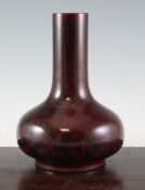 A large Bernard Moore flambe bottle vase, c.1910, painted by Annie Ollier in brown enamels with