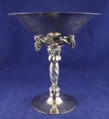 A 1920`s George Jensen sterling silver tazza, design number 264, with planished body and spiral