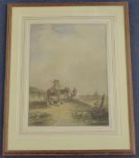 William Shayer (1787-1879)watercolour,Figures on the shore,signed,17 x 12.5in. Starting Price: £240