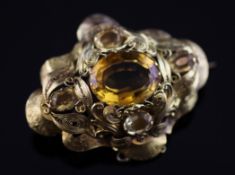 A Victorian gold and citrine set brooch, of lozenge form, 2in. Starting Price: £200