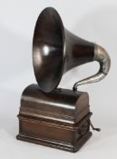 An Edison opera phonograph, Model A type SM, with serial no.3623, with a mahogany case and a
