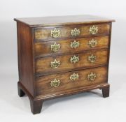 A George III mahogany chest of four graduated drawers on bracket feet, W.2ft 8in. Starting Price: £