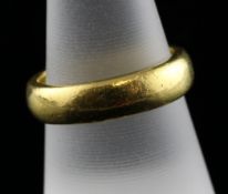 A Chinese high carat gold wedding band, 13.4 grams, size R. Starting Price: £320