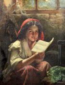 Victorian Schooloil on canvas,Girl reading a letter,16.5 x 13in. Starting Price: £160