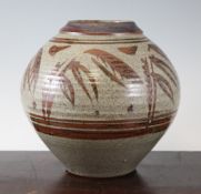 George Frederick Cook (1919-82). A stoneware ovoid vase, decorated with rust coloured stylised