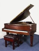 A Steinway & Sons rosewood cased model `O` boudoir grand piano, the frame numbered 201384, with