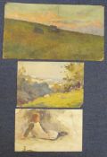 Harold Swanwick (1866-1929)folio of assorted oils on canvas,Sketches mainly landscape,some signed