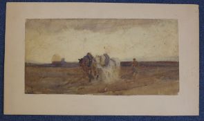 Harold Swanwick (1866-1929)folio of watercolours,Assorted landscapes including a ploughing scene,