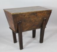 A 19th century elm dough bin, with lift off lid, on square section legs, W.3ft 1in. Starting