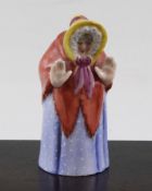 A Royal Worcester `Granny Snow` candle extinguisher, late 19th century, painted in enamel colours,