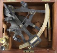 A 19th century Henry Hughes & Son mahogany cased sextant, numbered 2643. 10.5in. Starting Price: £