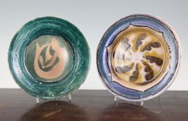 Quentin Bell (1910-1996). Two Fulham pottery dishes, the first decorated in pale red glaze with a