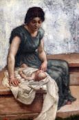 Thomas Riley (fl.1878-1892)oil on canvas,Mother and child,signed,14 x 10in. Starting Price: £320