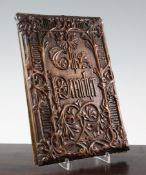 A pair of 19th century gothic pressed wood book ends, after a design by Owen Jones, originally the