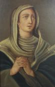 19th century Spanish Schooloil on wooden panel,Portrait of a praying woman,31.5 x 21in. Starting