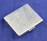 A 1950`s Georg Jensen sterling silver compact, design no. 336B, of square form, with lattice