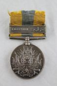 A Khedive`s Sudan Medal with Khartoum clasp to Dr. H.Baker R.A. Starting Price: £80