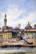 Gabriel Carelli (Italian, 1821-1900)watercolour,View of Florence,signed,9.75 x 6.75in. Starting