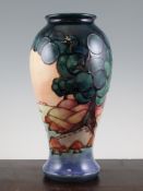 A Moorcroft Landscape Design baluster vase, c.1990, impressed and inscribed marks, 12in. Starting