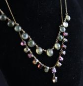 Two necklaces, one multi gem set, the other, moss gate. Starting Price: £160