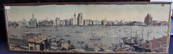 A Chinese machine embroidered silk picture of Shanghai, early 20th century, depicting buildings