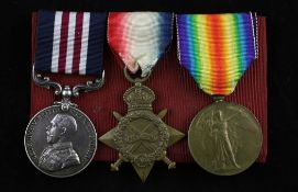 A WW1 Military Medal group of three to Lance Corporal A Trish, East Surrey Regt comprising M.M,
