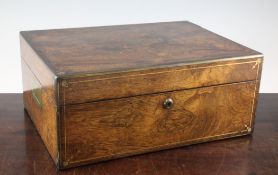 A George IV rosewood and brass bound box, marked for Edwards, 21 King Street, Holborn, with gilt