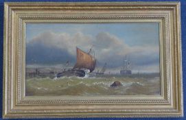 W. Williamsoil on canvas,Shipping off the coast,signed,10 x 17.5in. Starting Price: £160