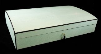 A large 1960`s shagreen and coromandel wood casket, with domed hinged lid and interior with
