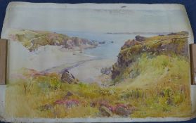 Harold Swanwick (1866-1929)five unmounted watercolours,Rocks and sea, Isle of Man, 26 x 43in.;