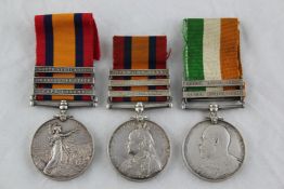 Three South Africa medals comprising QSA with three clasps to Pte H.Cowell E.Lanc.R, QSA with