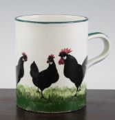 A Wemyss `chicken` mug, curved Wemyss ware RH & S mark, 5.5in. - a.f. Starting Price: £240