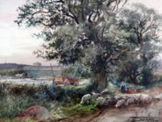 Henry Charles Fox (1860-1925)watercolour,`Changing Pastures`,signed and dated 1923,14.25 x 19in.