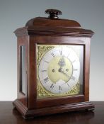 An 18th century Scottish mahogany bracket clock, with square brass dial, silvered Roman chapter ring