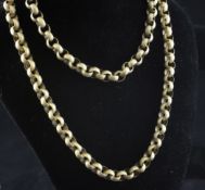 A late Victorian 9ct gold belcher chain, 31.7 grams, 29in. Starting Price: £320