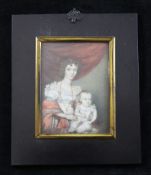 Victorian Schooloil on ivory,Miniature of a mother and child,4.5 x 3.25in. Starting Price: £160