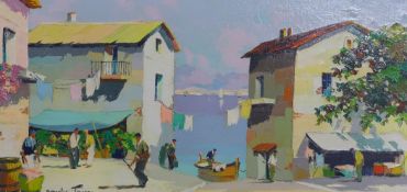 Cecil Rochfort D`Oyly John (1906-1993)oil on canvas,`Cap Ferrat near Nice`,signed,14 x 28in.