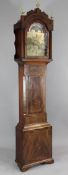 An early 19th century mahogany eight day longcase clock, the arched brass dial with High Water at