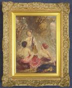William Sommerville Shanks (1864-1951)oil on canvas,Seated Spanish women,signed,13.5 x 9.5in.