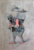 Count Amadeo Preziosi (Maltese, 1816-1882)pencil and watercolour,Turkish porter,10.25 x 7.25in.